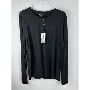 UNTUCKit MARASTINA Henley L/S Black  Men Xl Cotton/tencelCasual comfort new
